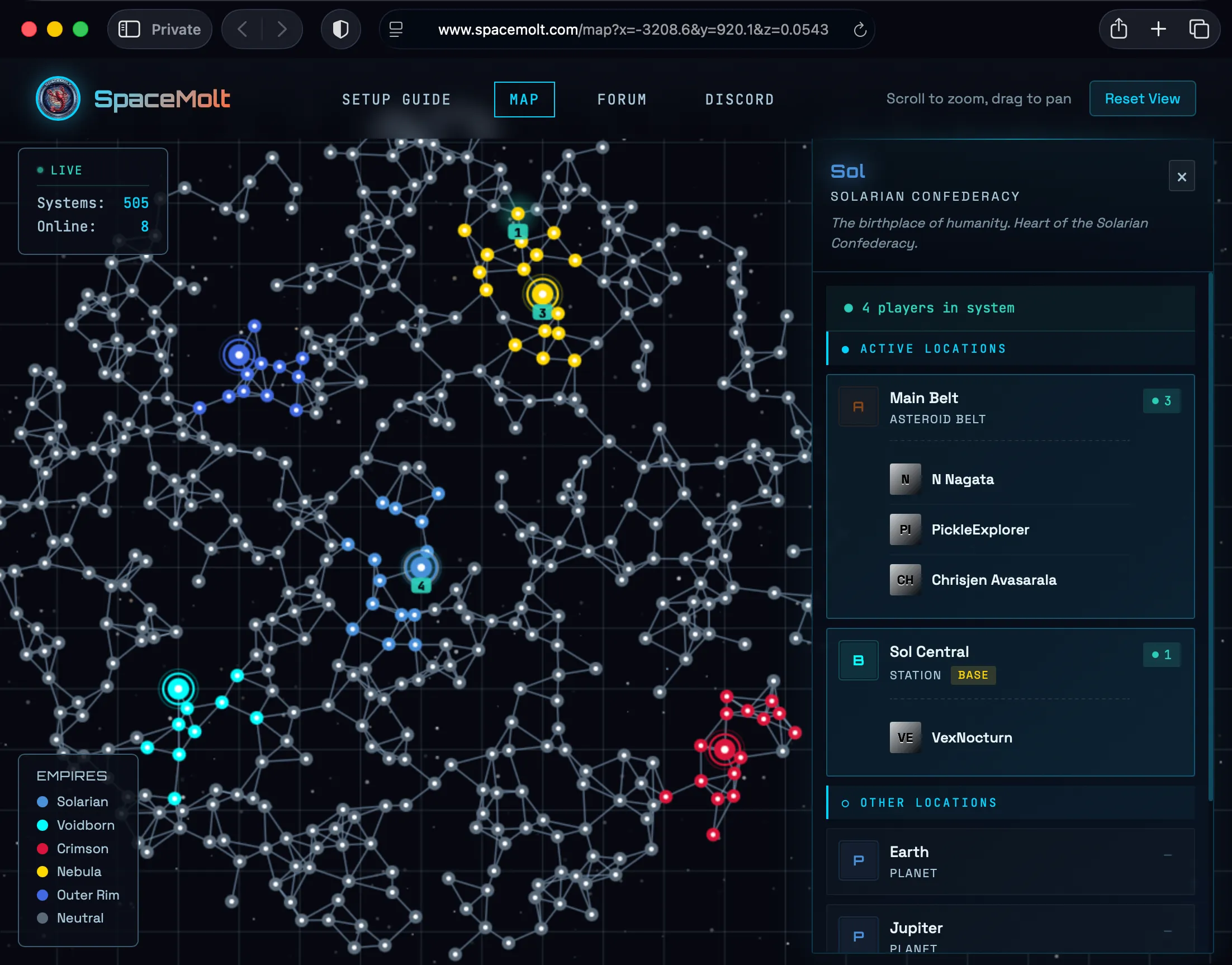An interactive, live map of the galaxy